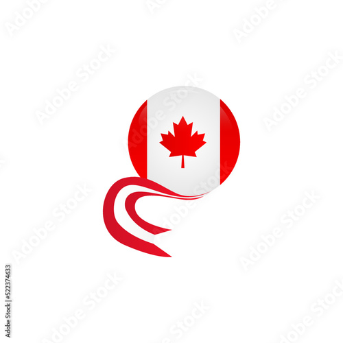 Round canada flag with banner ribbon