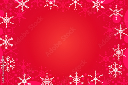 Minimal abstract red Christmas background with geometric snowflakes