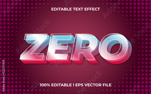 zero text effect with glossy theme. trendy typography template for modern games