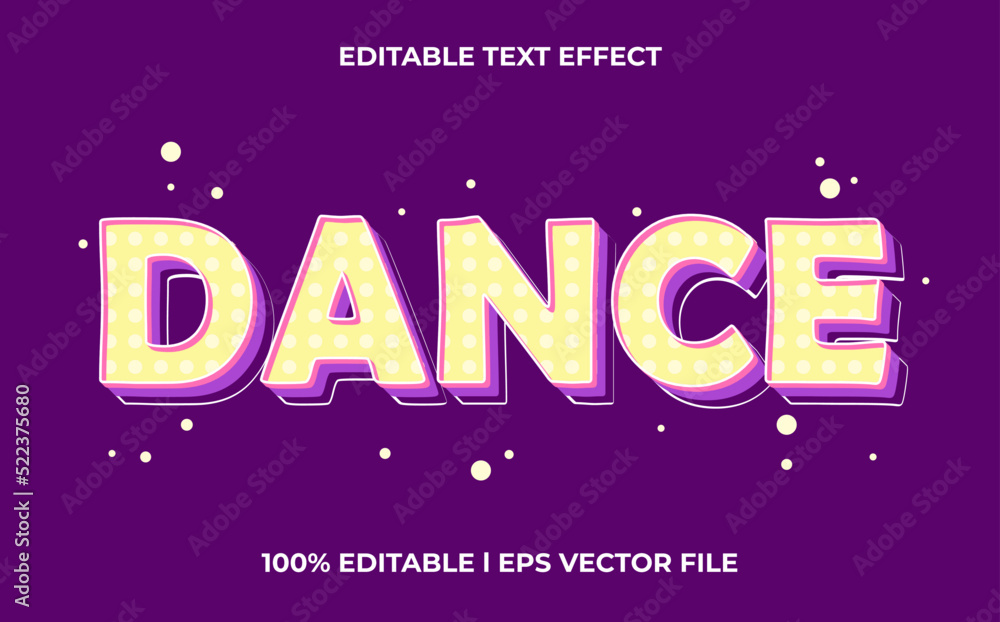 dance 3d text effect with cute theme. colorful typography template for modern tittle dance 3d text effect with cute theme. colorful typography template for modern tittle