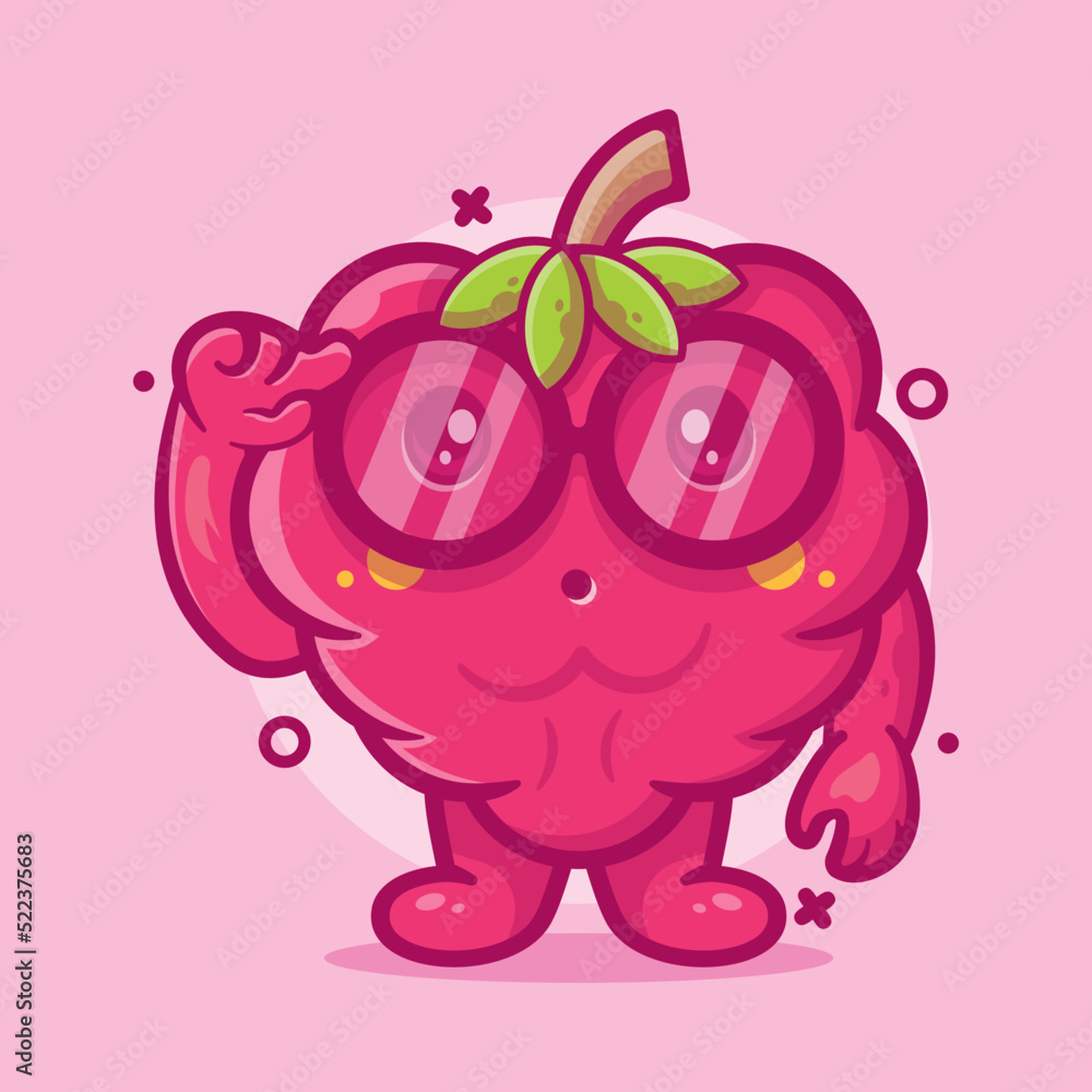 genius raspberry fruit character mascot with think expression isolated cartoon in flat style design genius raspberry fruit character mascot with think expression isolated cartoon in flat style design