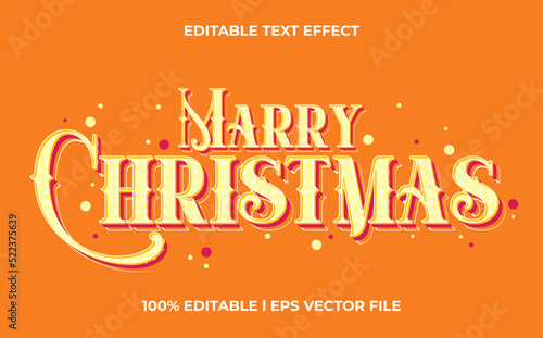 marry christmas 3d text effect with bright theme. typography template for christmas tittle