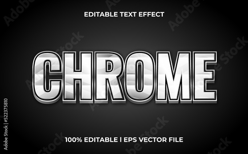 chrome 3d text effect with modern theme. silver typography template for modern tittle