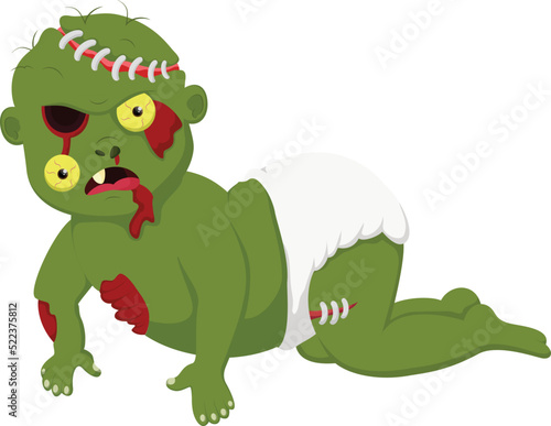 Cartoon baby zombie isolated on white background