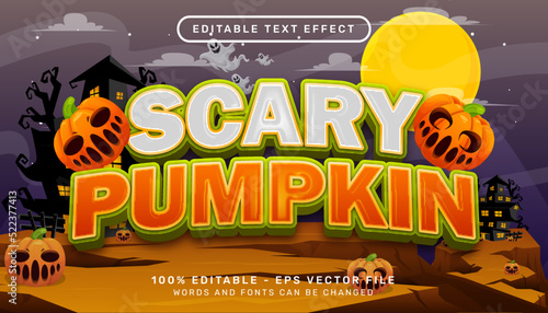 scary pumpkin 3d text effect and editable text effect