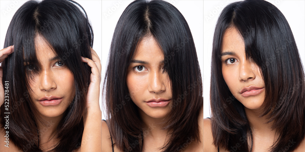 Indian Tanned Skin Asian Woman show beauty cosmetic face make up with healthy care fresh natural eye Indian Tanned Skin Asian Woman show beauty cosmetic face make up with healthy care fresh natural eye