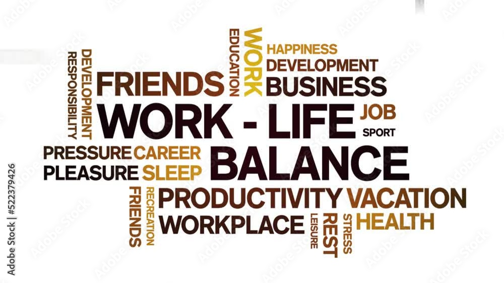 Work-life balance Animated tag word cloud;text design animation kinetic ...