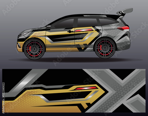 Car wrap design vector. Graphic abstract stripe racing background kit designs for wrap vehicle  race car  rally  adventure and livery