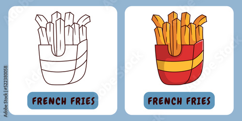 French Fries cartoon illustration for children's coloring book