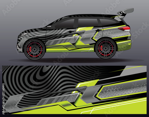 Car wrap design vector. Graphic abstract stripe racing background kit designs for wrap vehicle  race car  rally  adventure and livery