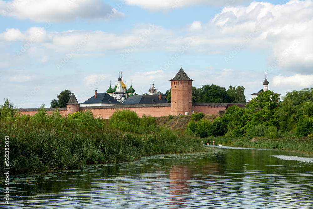 Sudal, Russia - August 07, 2022. View of the Spaso-Evfimiev Monastery in the city of Suzdal.