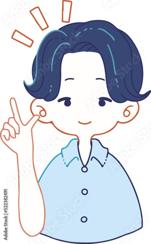 アイデアを提案する男の子のイラスト