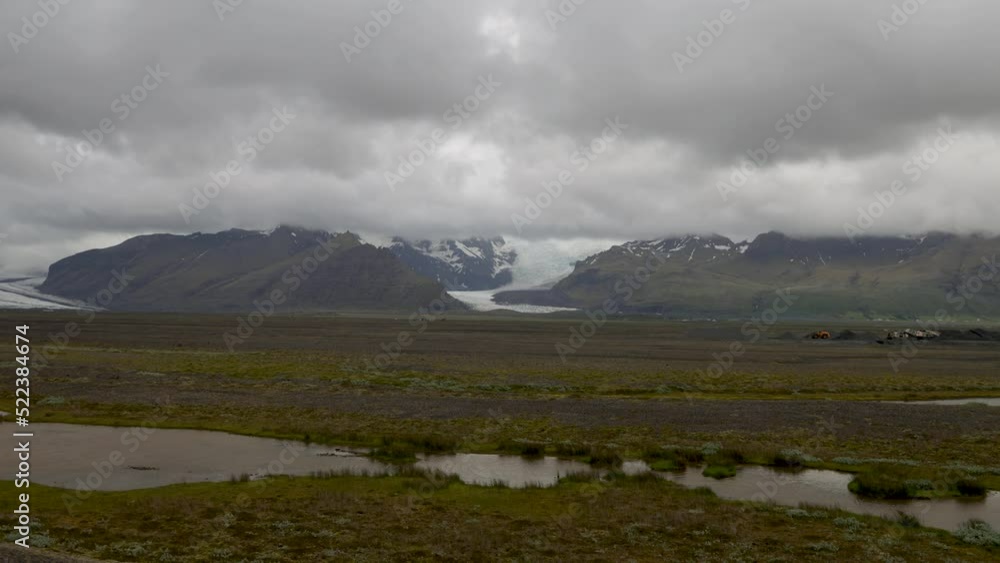 Iceland glacier with wide shot time-lapse. Iceland glacier with wide shot time-lapse.