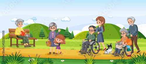 Care giving and elderly at nature environment