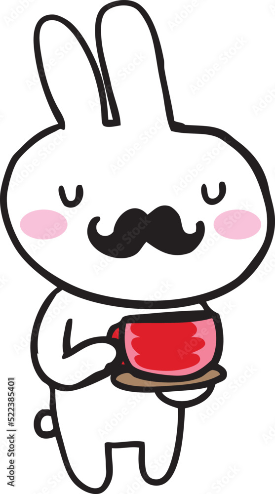 cartoon rabbit drinking hot coffee cartoon rabbit drinking hot coffee