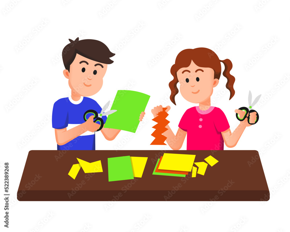 cute little kids doing crafts together