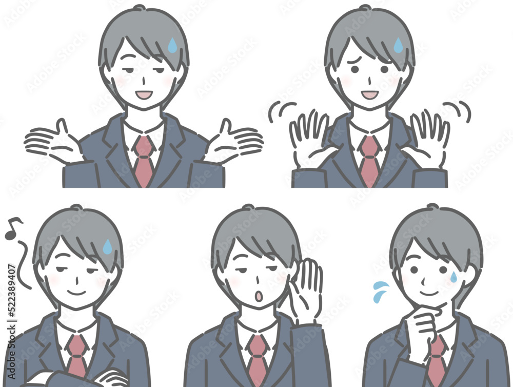 とぼけるスーツの若い男性 とぼけるスーツの若い男性
