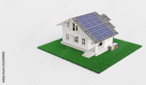 Wallpaper Mural smart home solar photovoltaic home Energy Saving Ecosystem Isometric Solar Home System Diagram solar energy 3d illustration Torontodigital.ca