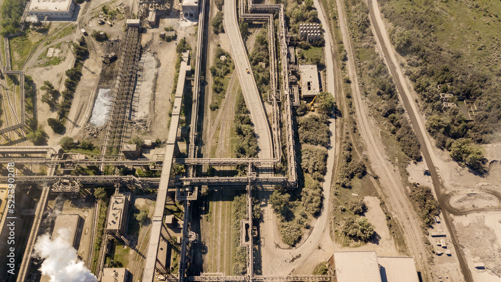 Fototapeta premium Photos of the Novokuznetsk Metallurgical Plant from above. Aerial photography, aerial view