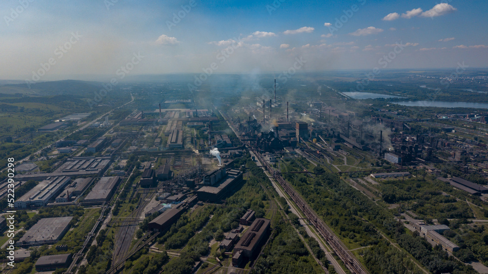 Photos of the Novokuznetsk Metallurgical Plant from above. Aerial photography, aerial view