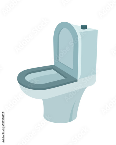 Toilet bowl semi flat color vector object. Restroom equipment. Hygiene. Editable element. Full sized item on white. Simple cartoon style illustration for web graphic design and animation