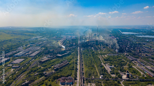 Photos of the Novokuznetsk Metallurgical Plant from above. Aerial photography, aerial view