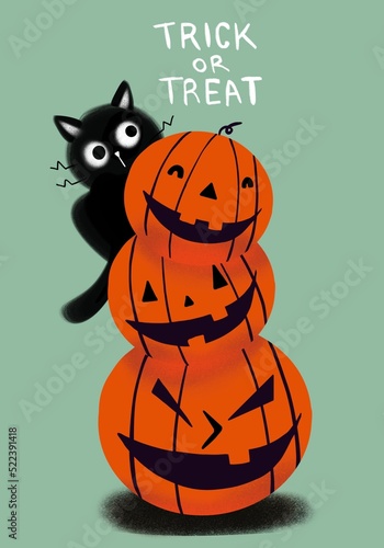 halloween cat with pumpkin