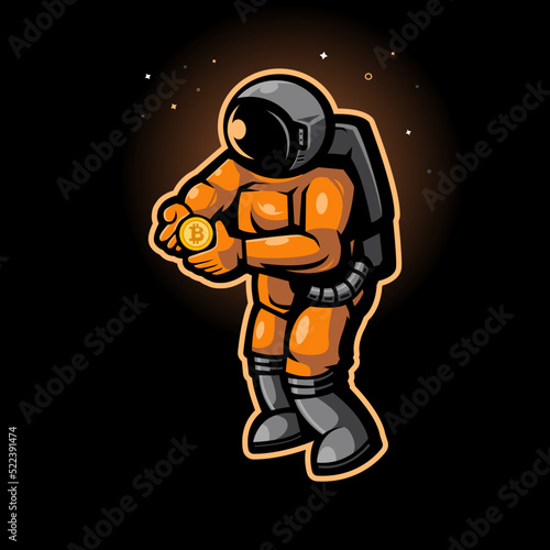 Astronaut holding bitcoin