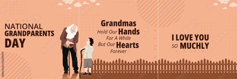 National Grandparents Day Social Media Template with grandparents illustration. Suitable to place on content with that theme National Grandparents Day Social Media Template with grandparents illustration. Suitable to place on content with that theme