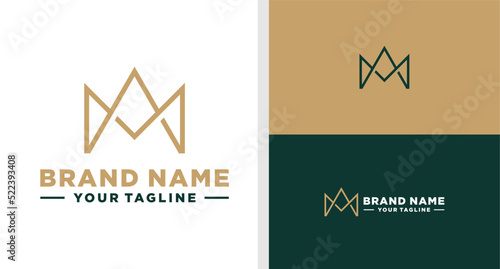 LETTER M LOGO CROWN LINE LUXURY EDITABLE