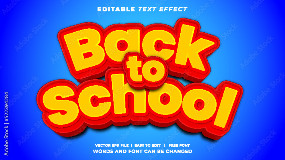 Back to School 3D Editable Text Effect