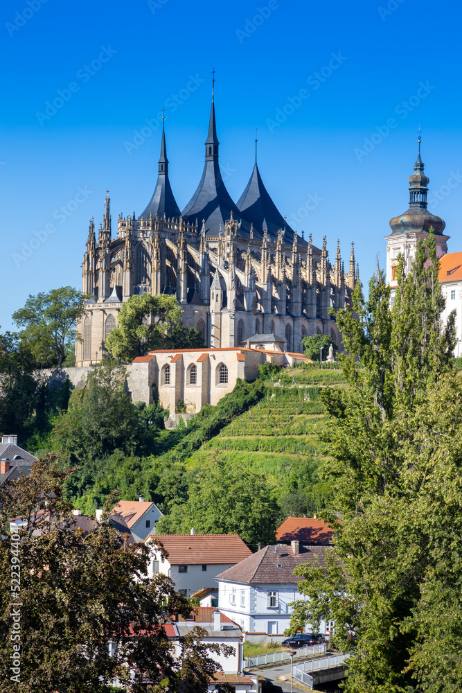 Fototapeta premium gothic cathedral of St. Barbara and baroque Jesuit college, Central Bohemia, Kutna Hora, Czech republic, Europe