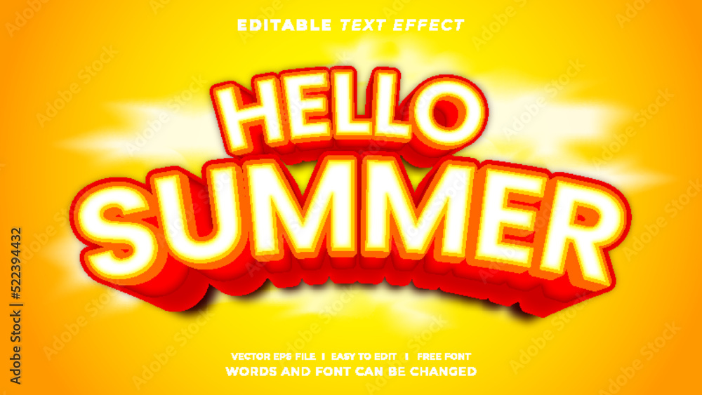 Hello Summer Editable Text Effect