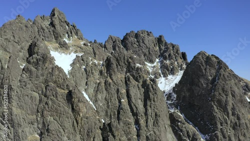 aerial drone shot of the High Tatras mountains in the winter in Slovakia photo