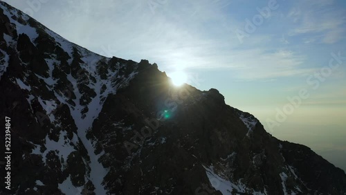 aerial drone shot of the High Tatras mountains in the winter in Slovakia photo