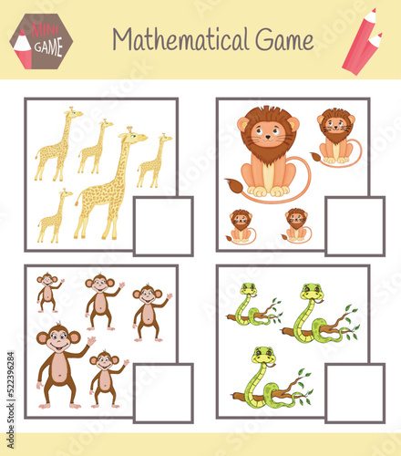 Workbook on mathematics for preschool education. Puzzles for children. Learn to count. Solve examples