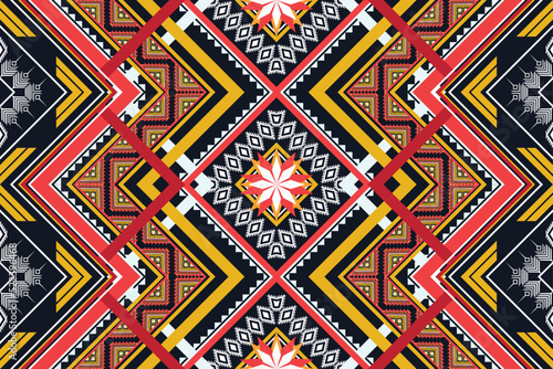 Geometric ethnic flower pattern for background,fabric,wrapping,clothing,wallpaper,Batik,carpet,embroidery style.	