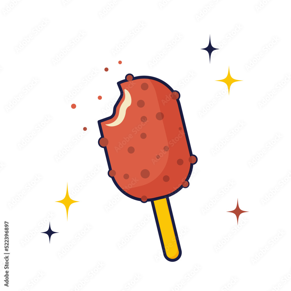 Bright popsicle on a stick. Vector cute illustration Bright popsicle on a stick. Vector cute illustration