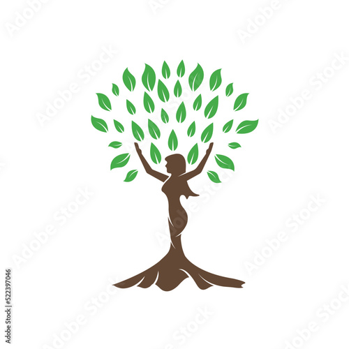 woman tree icon vector concept design template