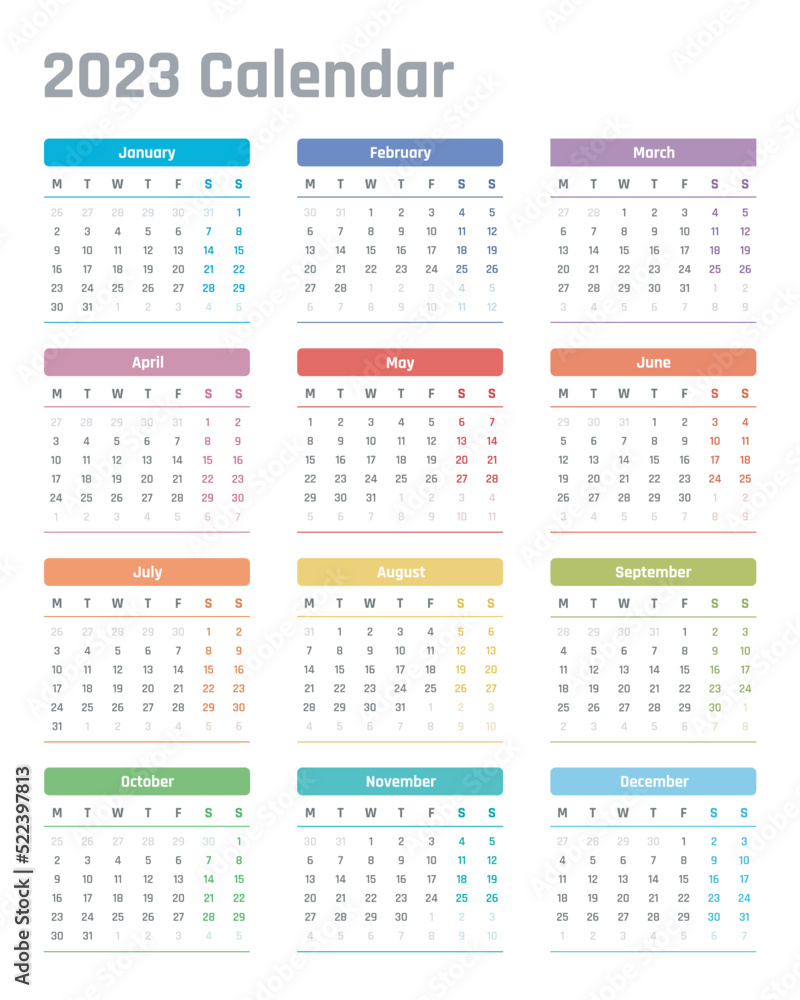 2023 year calendar, calendar design for 2023 starts monday 2023 year calendar, calendar design for 2023 starts monday