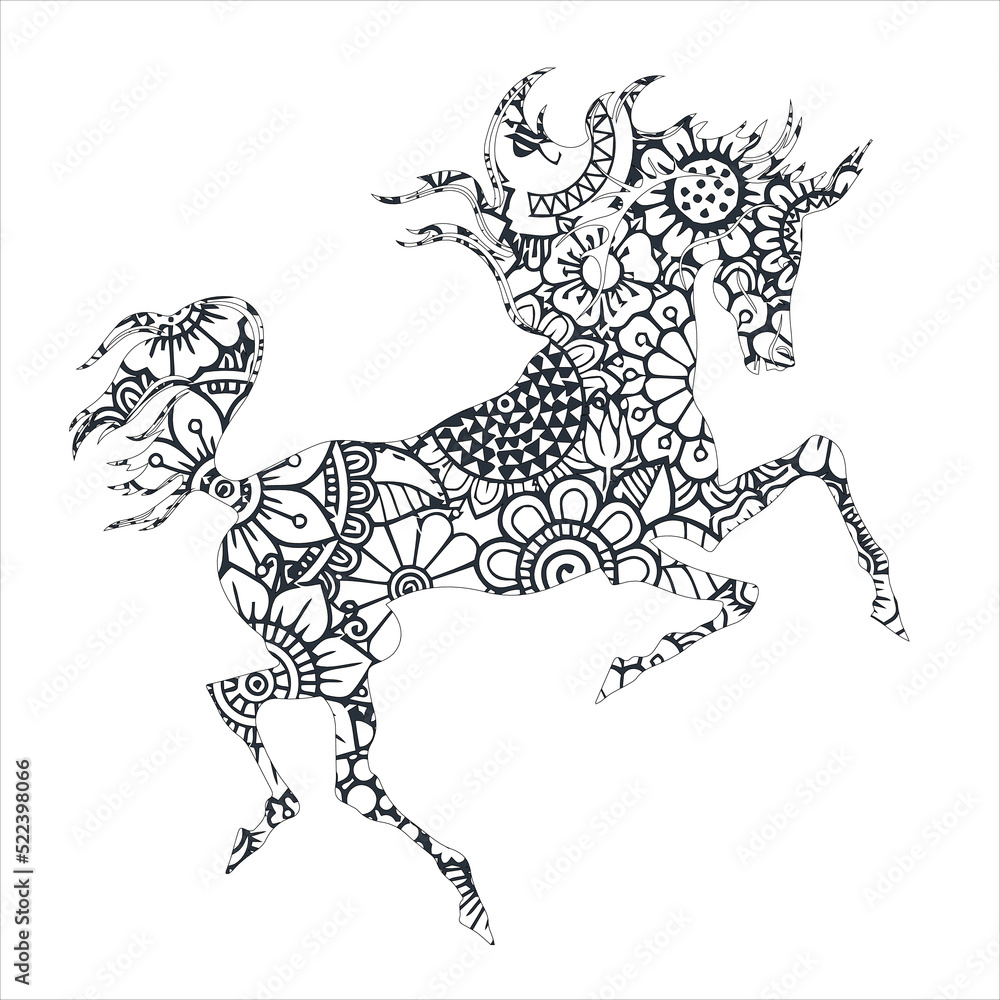 Fototapeta premium Animal mandala coloring page .Horse Animal Mandala 