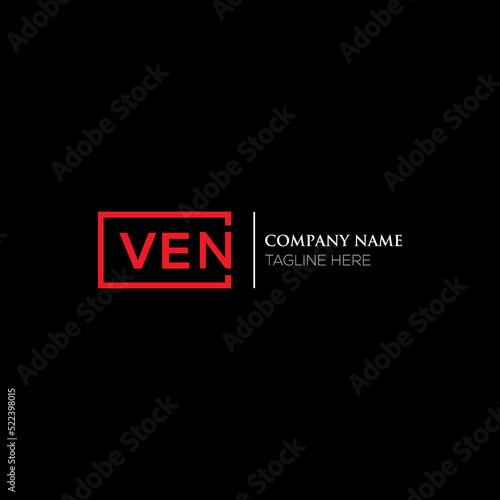 VEN logo monogram isolated on circle element design template, VEN letter logo design on black background. VEN creative initials letter logo concept. VEN letter design.

