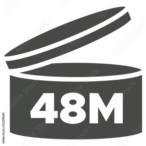 48m Pao vector symbol. Period after opening icon. Cosmetic open month life shelf. Cosmetic product expiration.