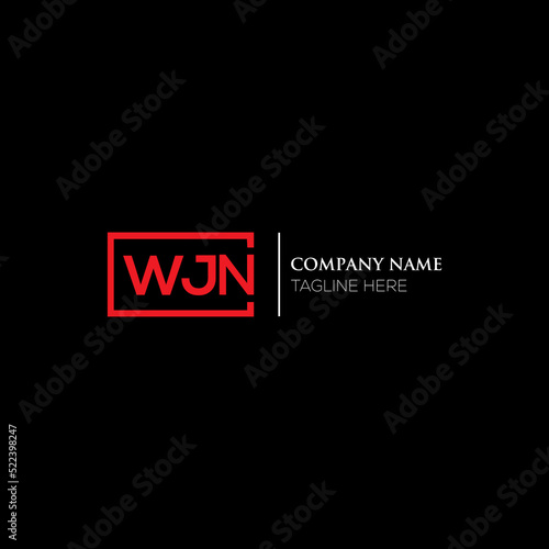 WJN logo monogram isolated on circle element design template, WJN letter logo design on black background. WJN creative initials letter logo concept. WJN letter design.
 photo