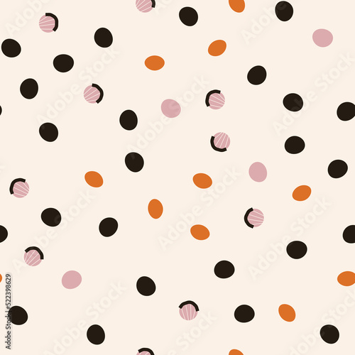 Stylish print, seamless pattern, background with dots, shapes. Stylish vector illustration