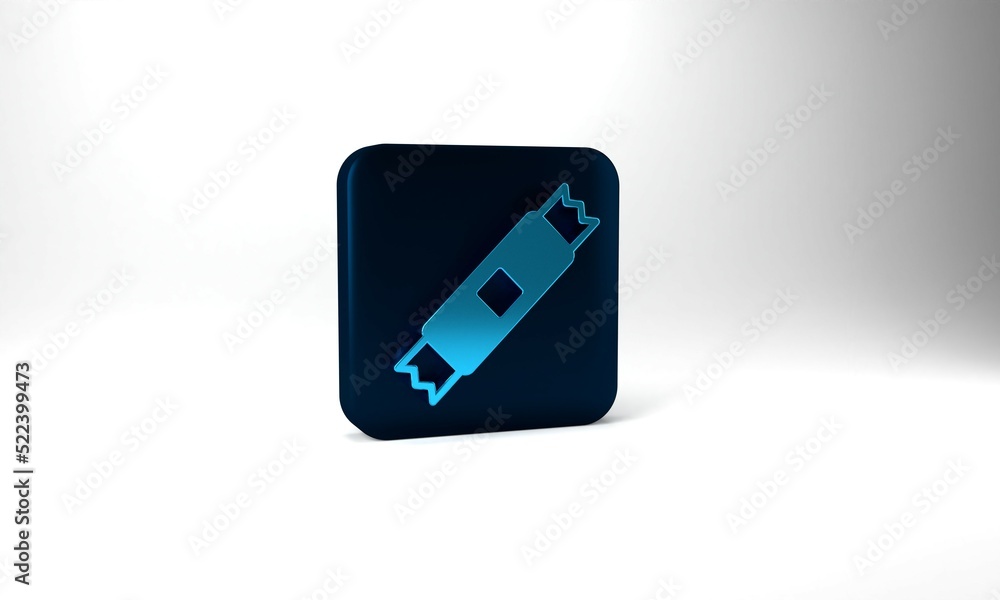 Blue Sugar stick packets icon isolated on grey background. Blank individual package for bulk food products as coffee, salt, spices. Blue square button. 3d illustration 3D render Blue Sugar stick packets icon isolated on grey background. Blank individual package for bulk food products as coffee, salt, spices. Blue square button. 3d illustration 3D render