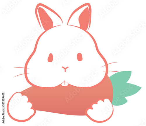 卯年年賀素材　人参を食べるウサギ　手描き