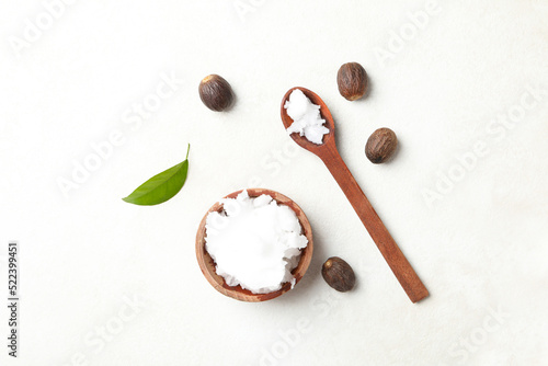 Photos Concept of skin care cosmetics, Shea butter, top view