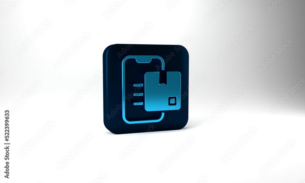 Blue Document tracking marker system icon isolated on grey background. Parcel tracking. Blue square button. 3d illustration 3D render Blue Document tracking marker system icon isolated on grey background. Parcel tracking. Blue square button. 3d illustration 3D render