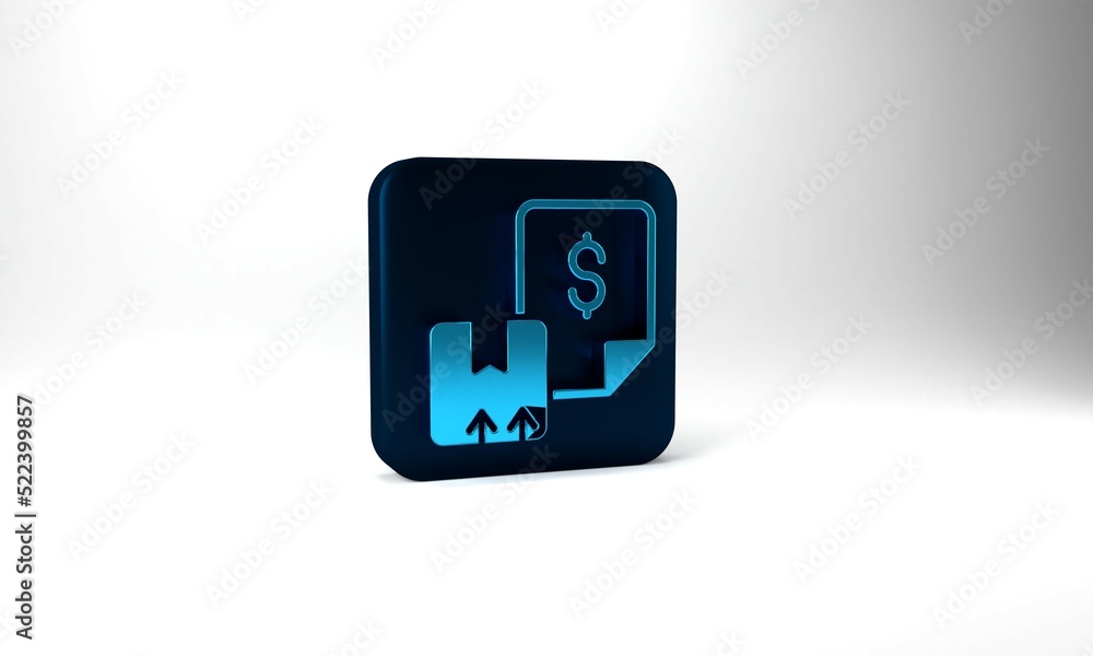 Blue Waybill icon isolated on grey background. Blue square button. 3d illustration 3D render Blue Waybill icon isolated on grey background. Blue square button. 3d illustration 3D render